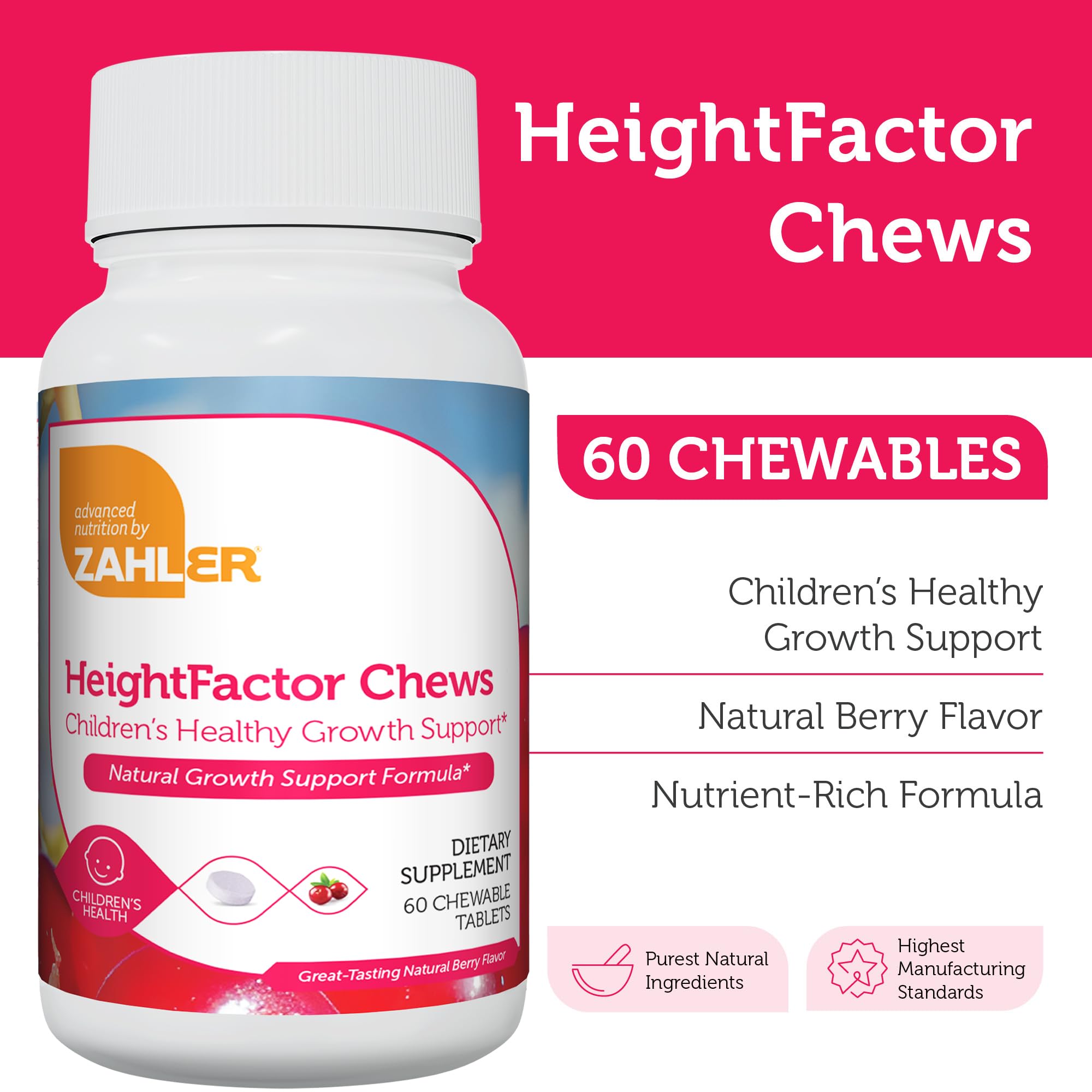 Zahler HeightFactor nutrición infantil con vitaminas y minerales clave para desarrollo