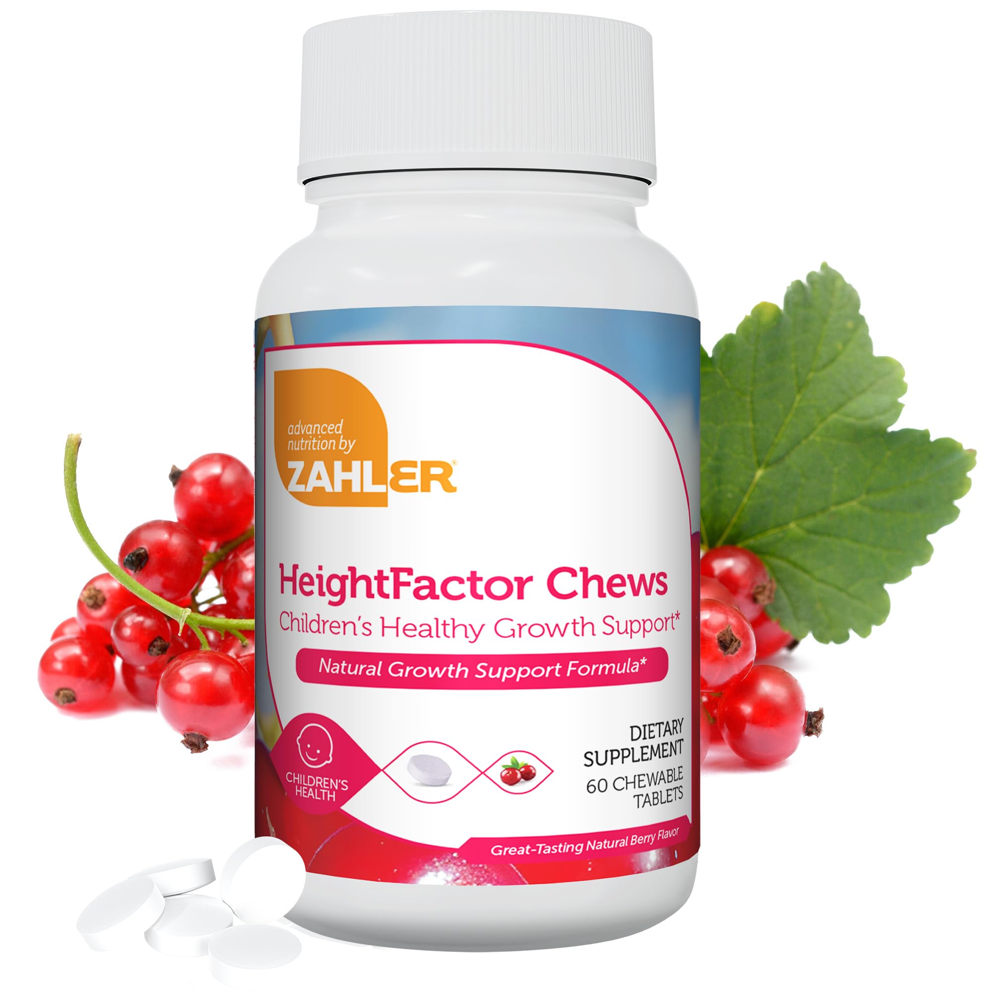 Zahler HeightFactor tabletas masticables sabor frambuesa para niños y apoyo al crecimiento