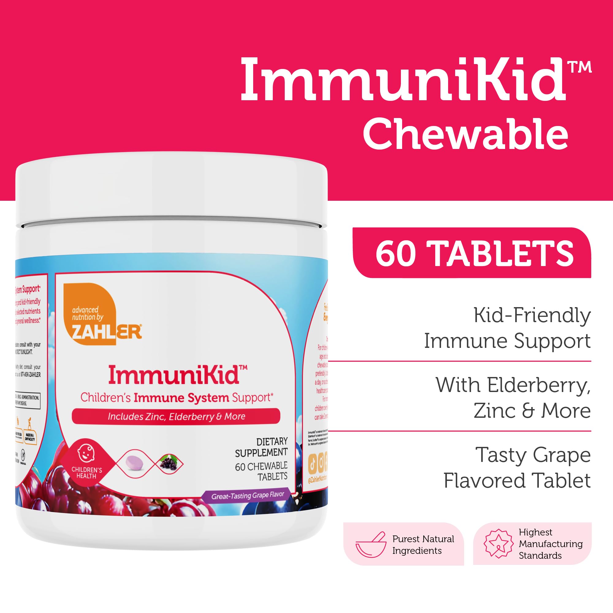 Etiqueta Zahler Kids Immune con certificado kosher