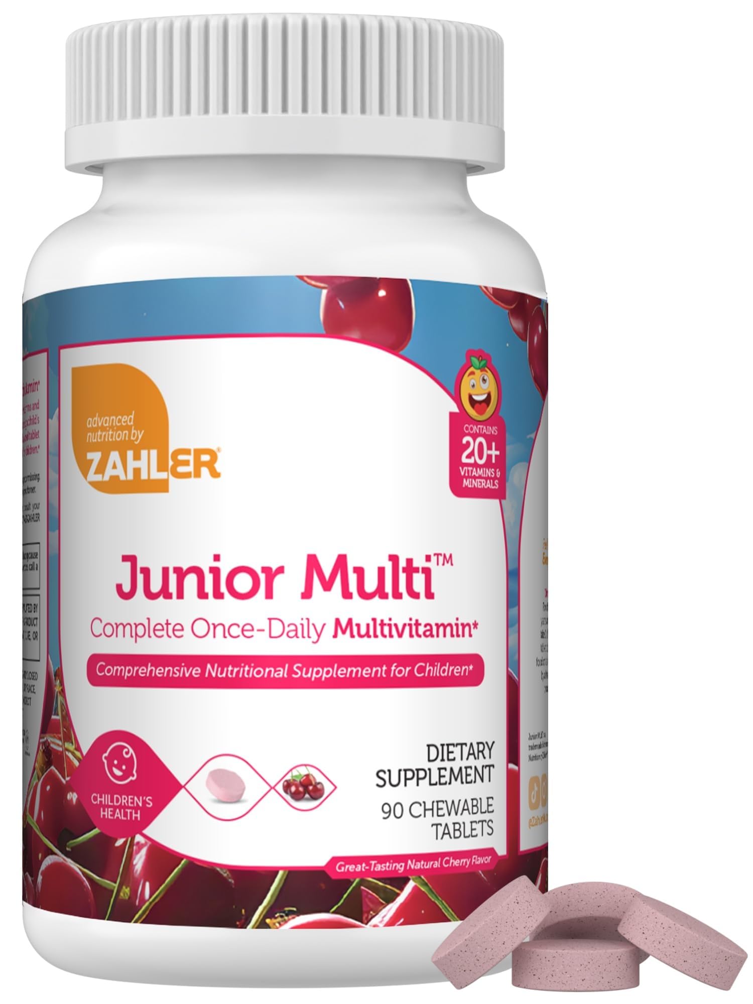 Zahler Kids Multivitamin: frente del empaque, formato masticable para apoyo diario de niños