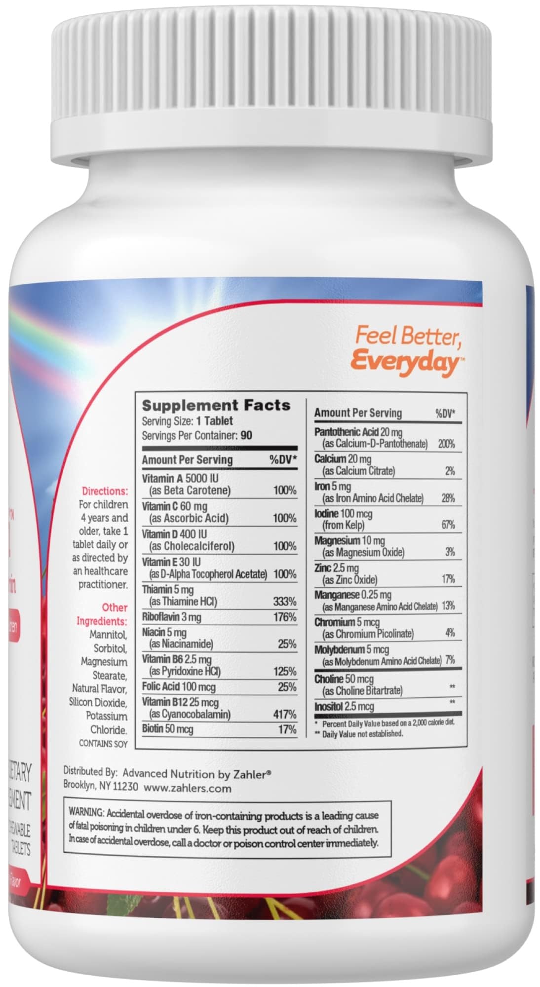 Zahler Kids Multivitamin: tabletas masticables fáciles de tomar para niños activos