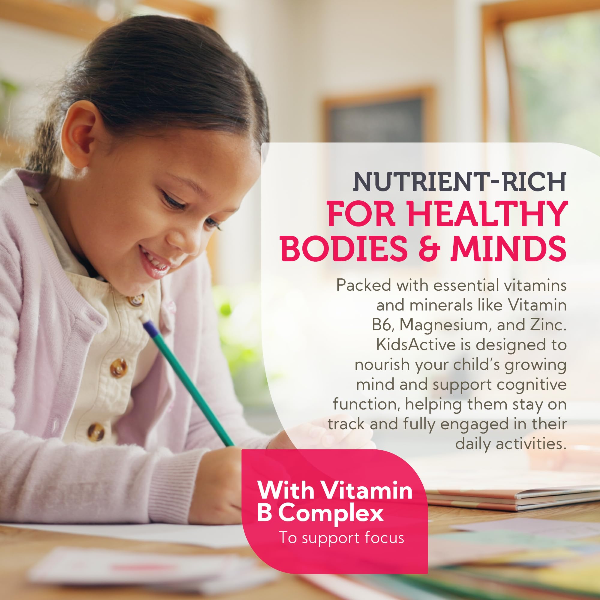 Zahler KidsActive, etiqueta de ingredientes: contiene vitaminas y minerales clave