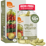 Zahler Multivitamin 50+ cápsulas para apoyo nutricional diario.