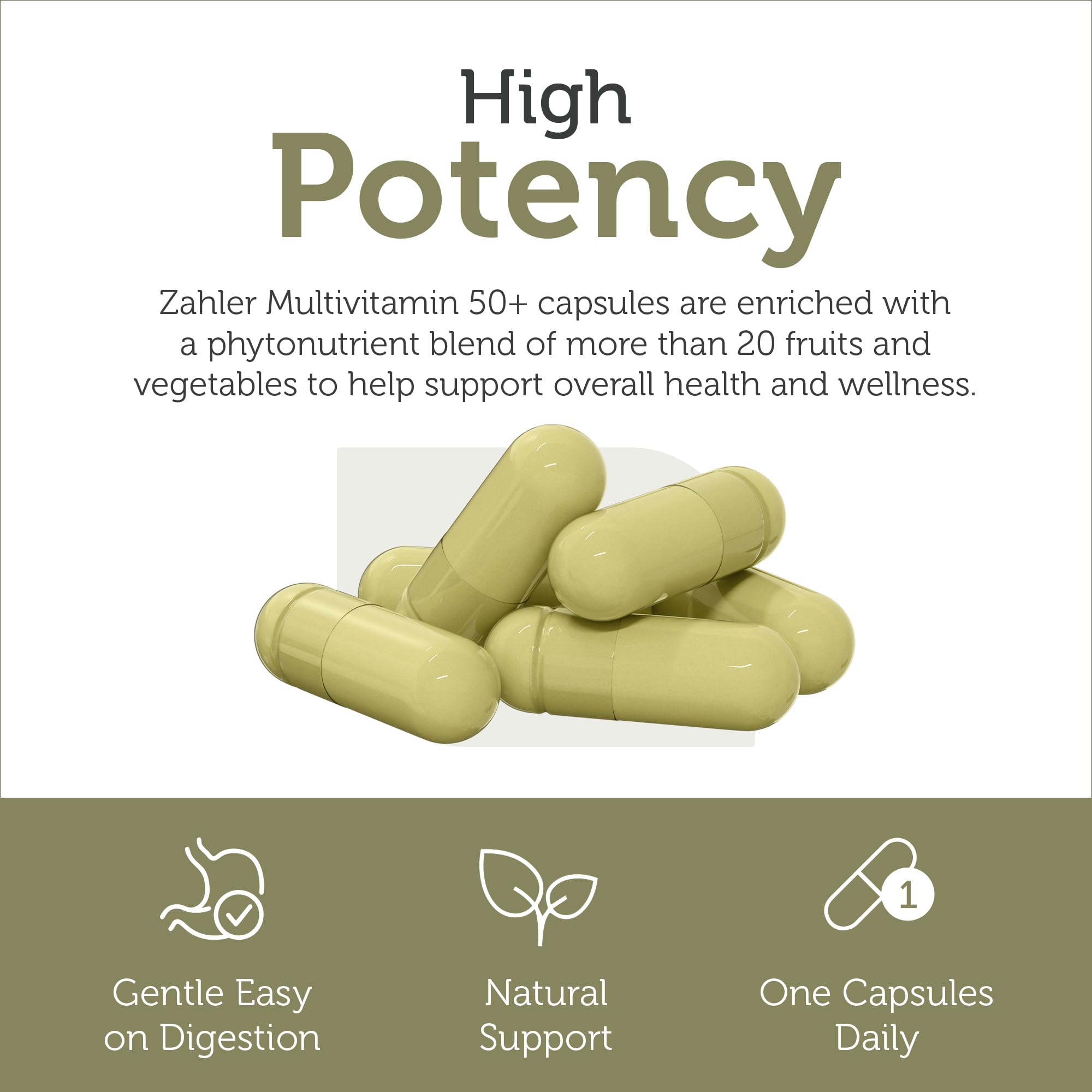 Zahler Multivitamin 50+ composición bioactiva para absorción eficiente.
