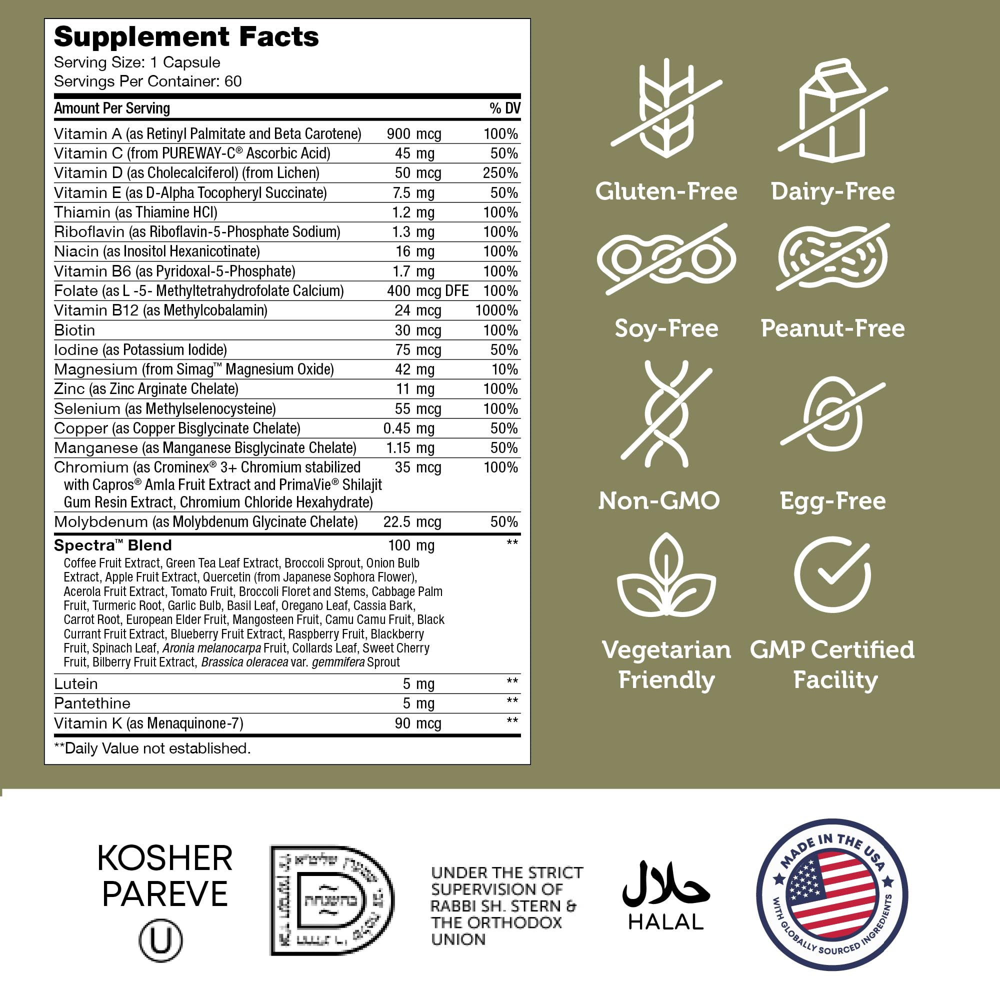 Zahler Multivitamin 50+ ingredientes seleccionados para bienestar diario.