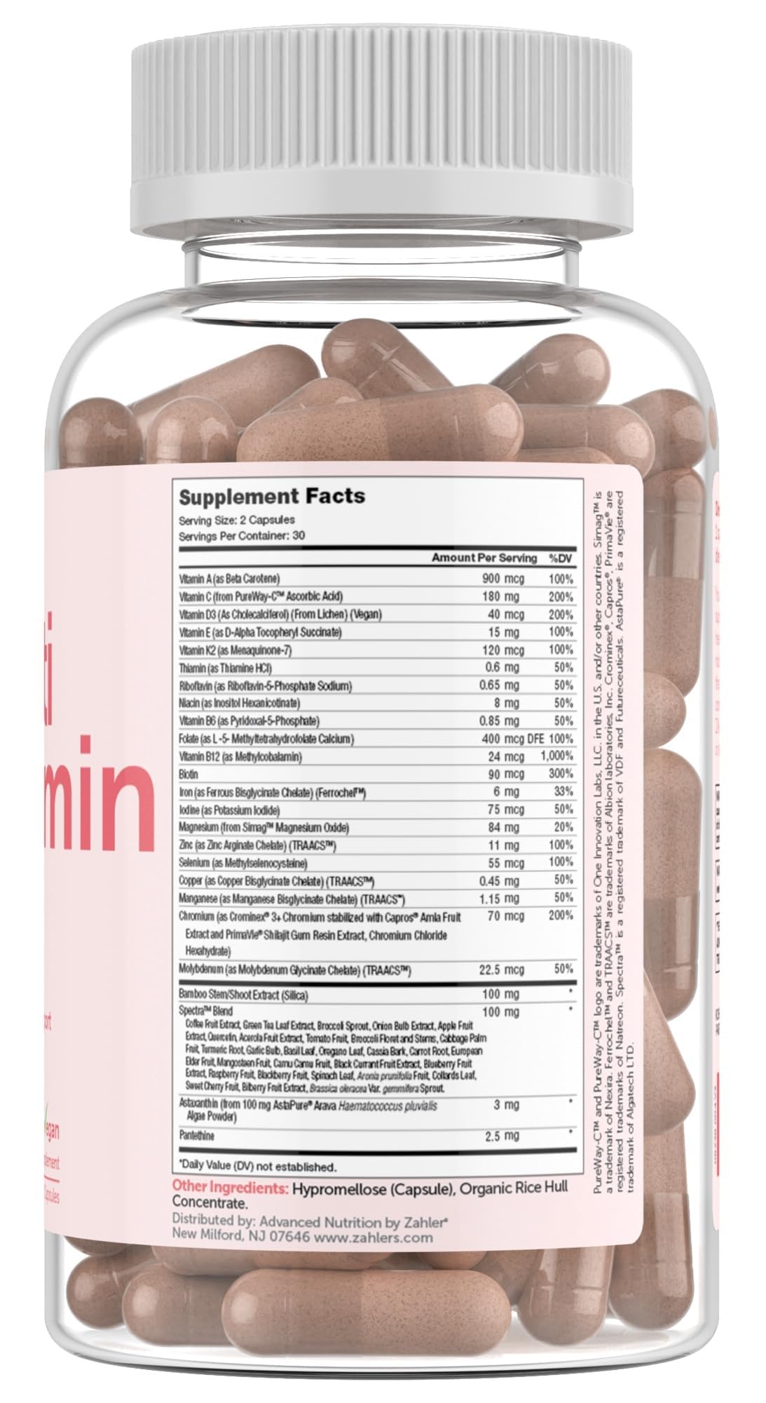 Zahler Multivitamin Beauty: cápsulas en envase para piel saludable.