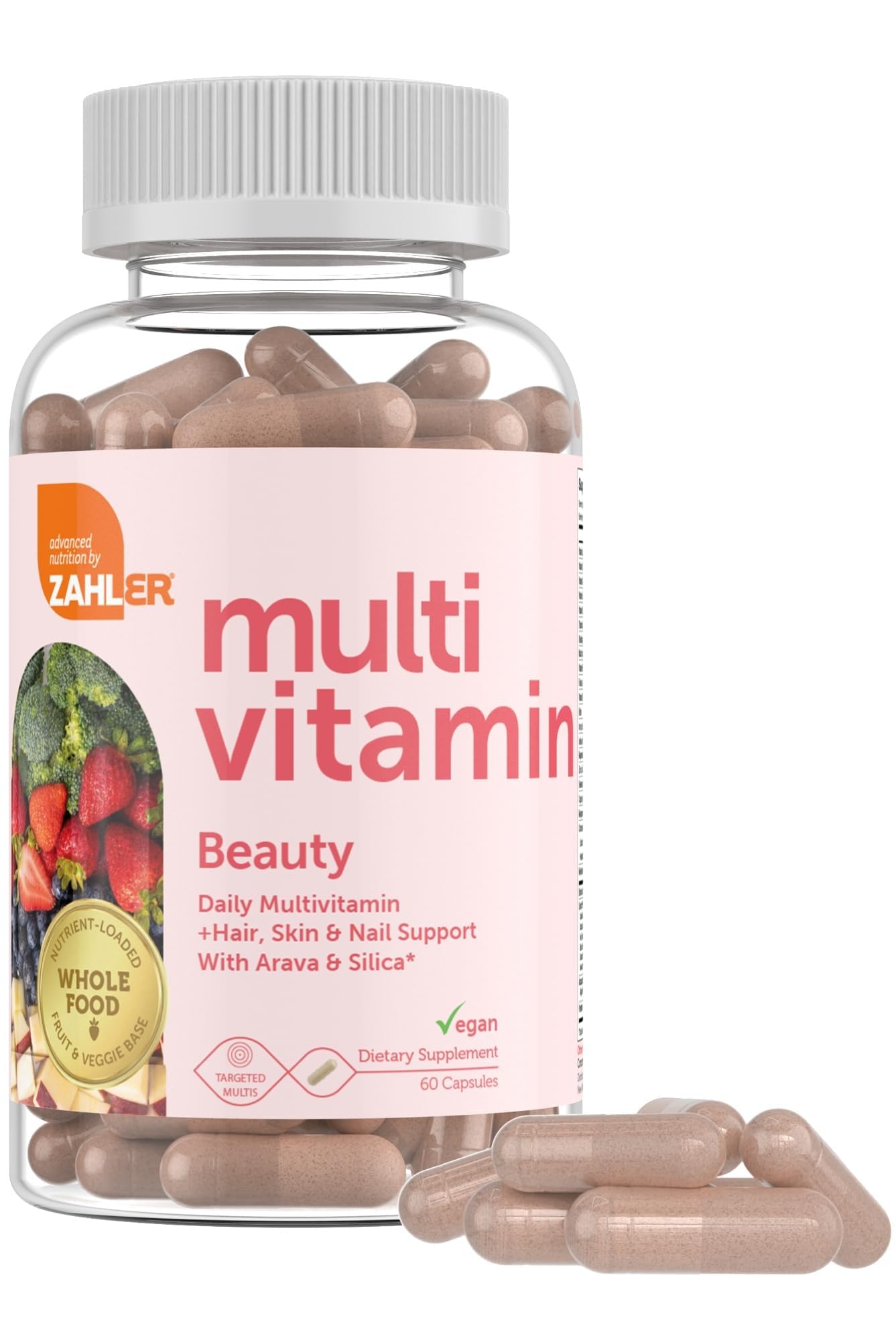 Zahler Multivitamin Beauty: etiqueta con ingredientes clave.