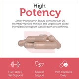 Zahler Multivitamin Beauty: ingredientes clave para piel, cabello y uñas.