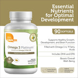 Etiqueta clara de Zahler Omega-3 con información de EPA y DHA