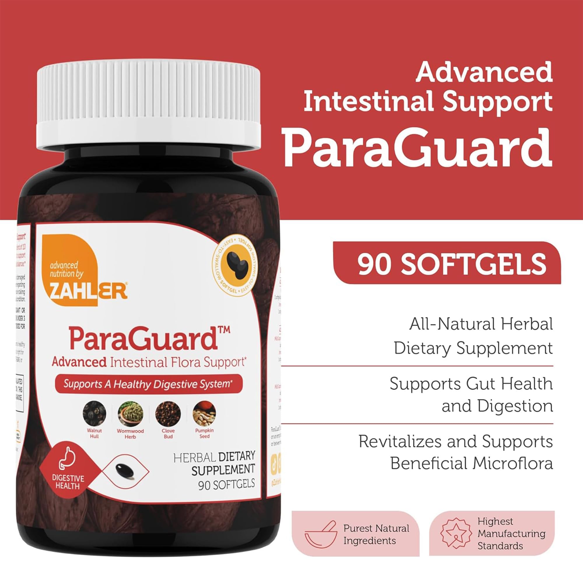 Zahler Paraguard: dosis en cápsula suave para equilibrio intestinal