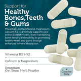 Etiqueta Zahler PowerCal muestra ingredientes y beneficios para dientes y huesos.