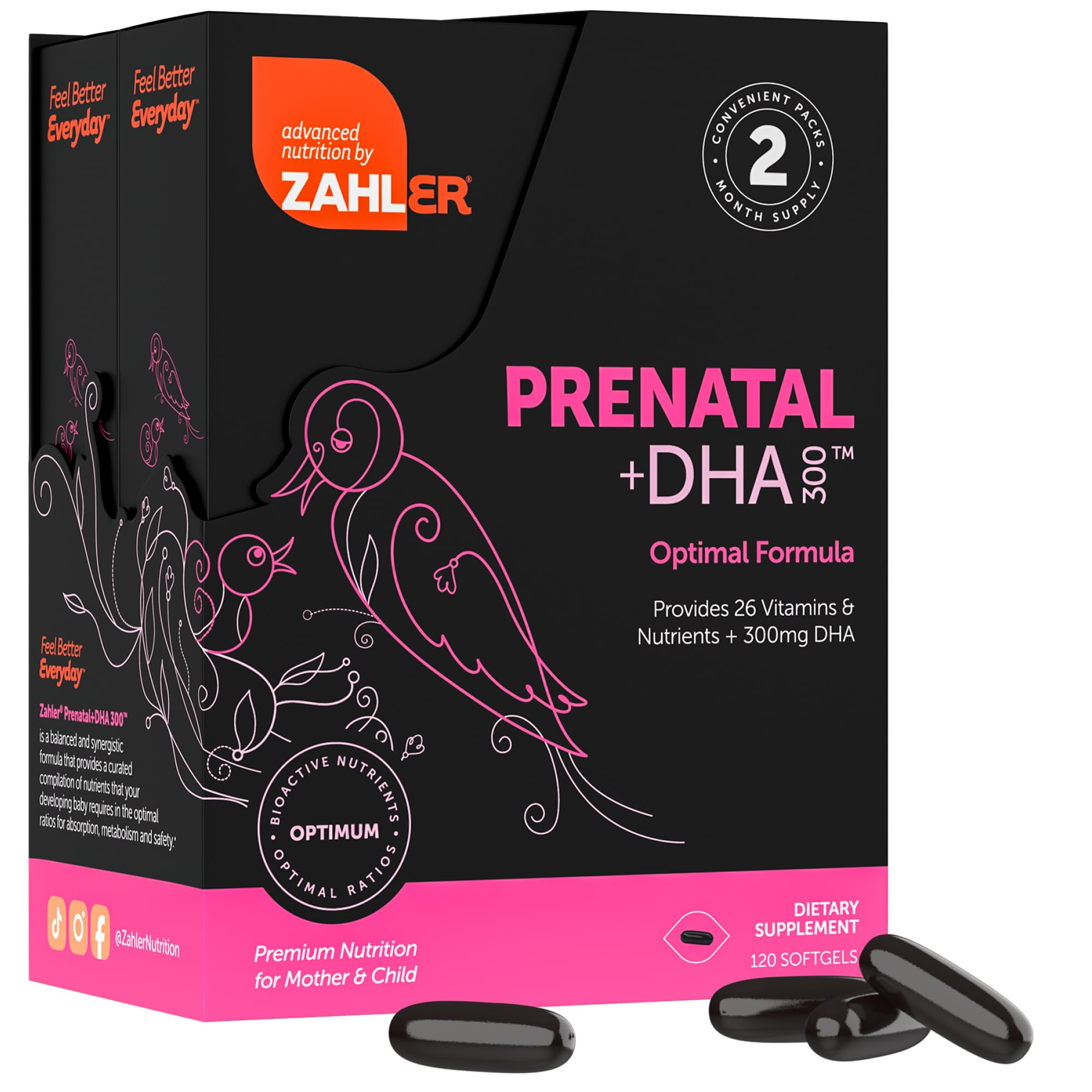 Envase Zahler Prenatal en bote para uso diario cómodo.