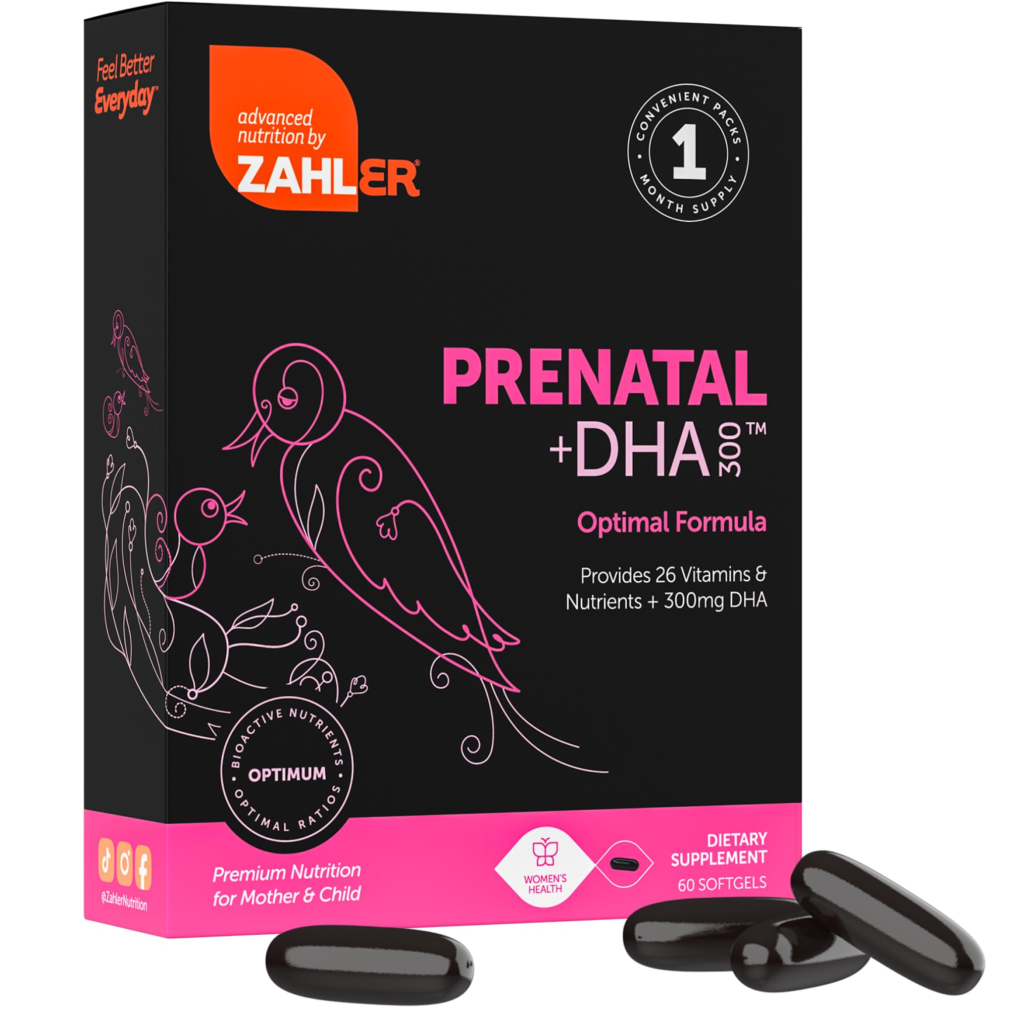 Zahler Prenatal: cápsulas suaves DHA, fáciles de tragar para mamás en gestación
