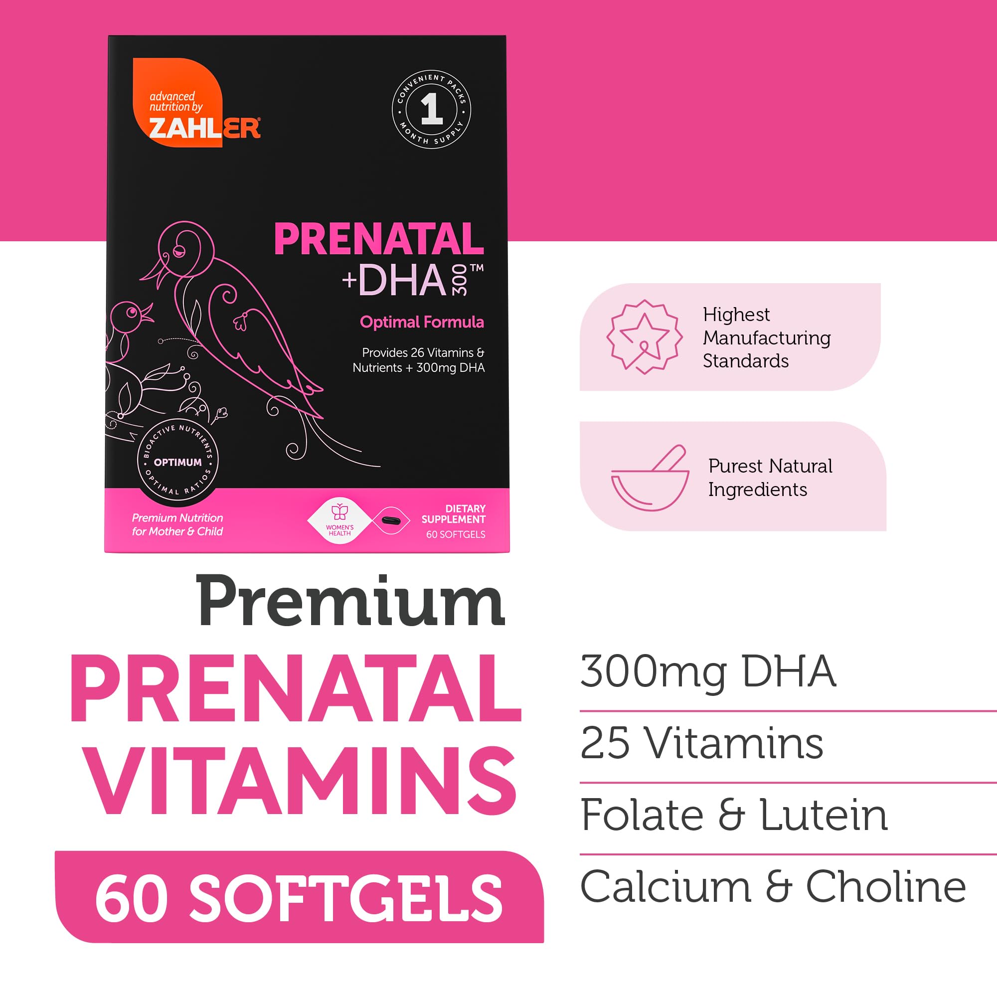 Zahler Prenatal: etiqueta de nutrientes clara para conocer vitaminas esenciales