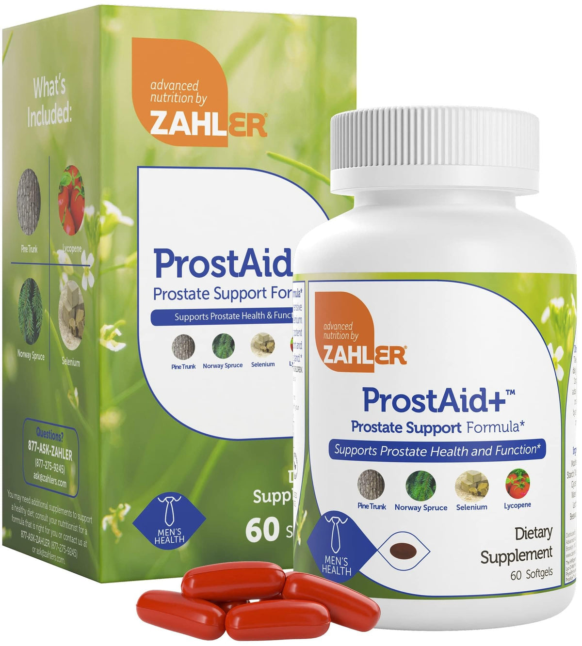 Zahler Prostaid+ botella de suplemento para apoyar el flujo urinario
