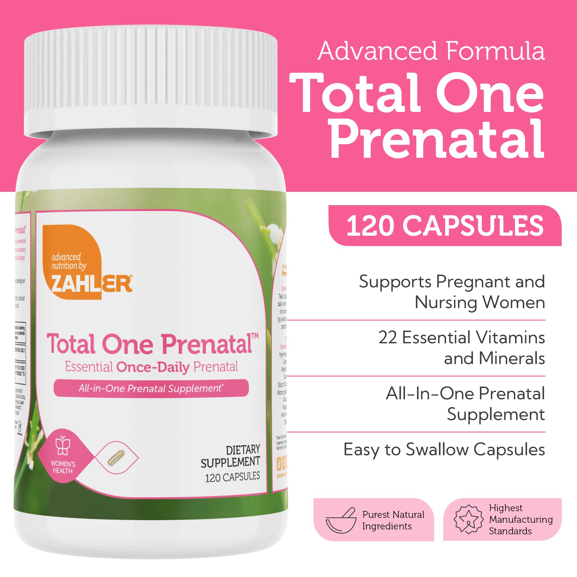 Zahler Total One Prenatal, cápsulas dentro de envase fácil de digerir