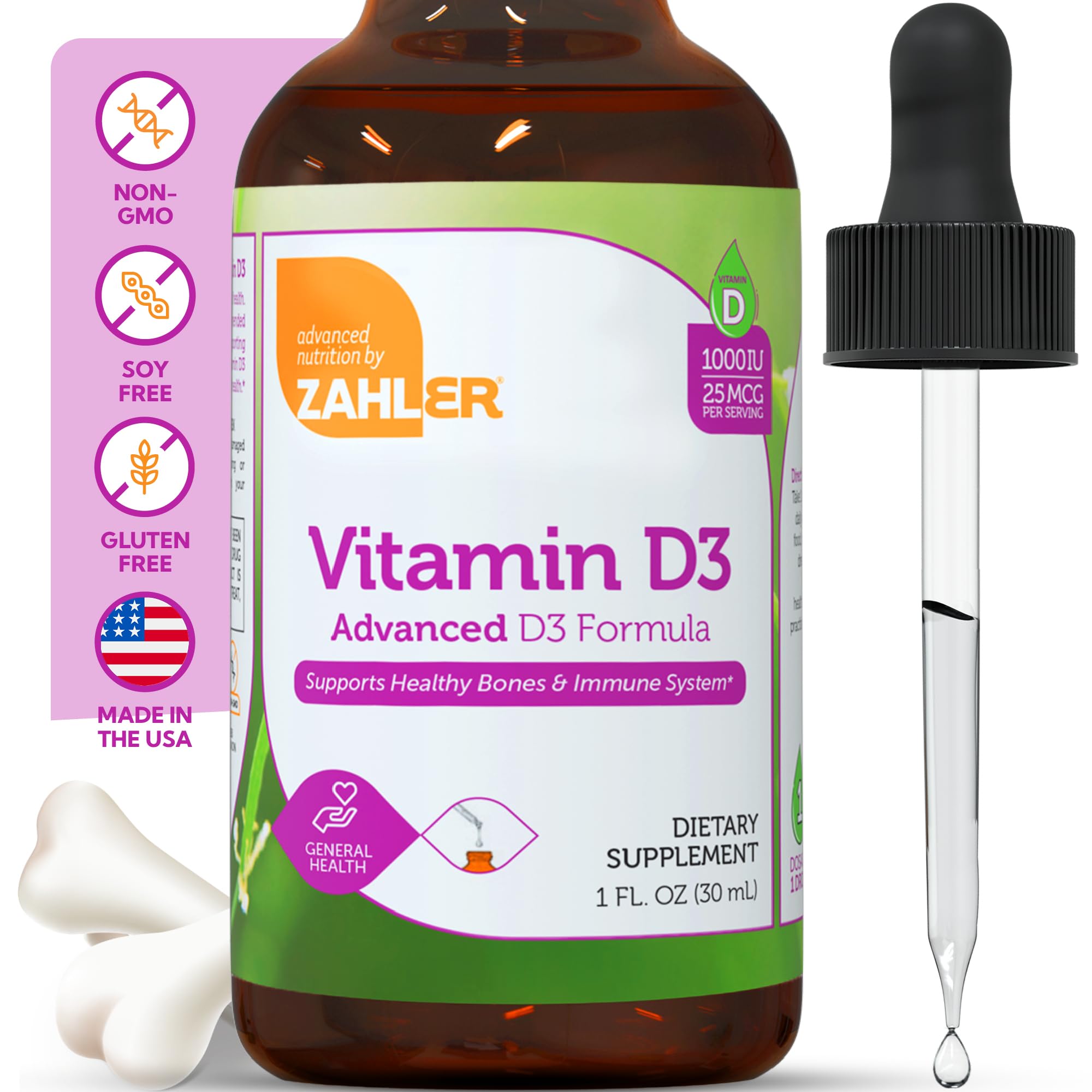 Zahler Vitamina D3 Drops - gotero en acción para dosis fáciles en bebidas