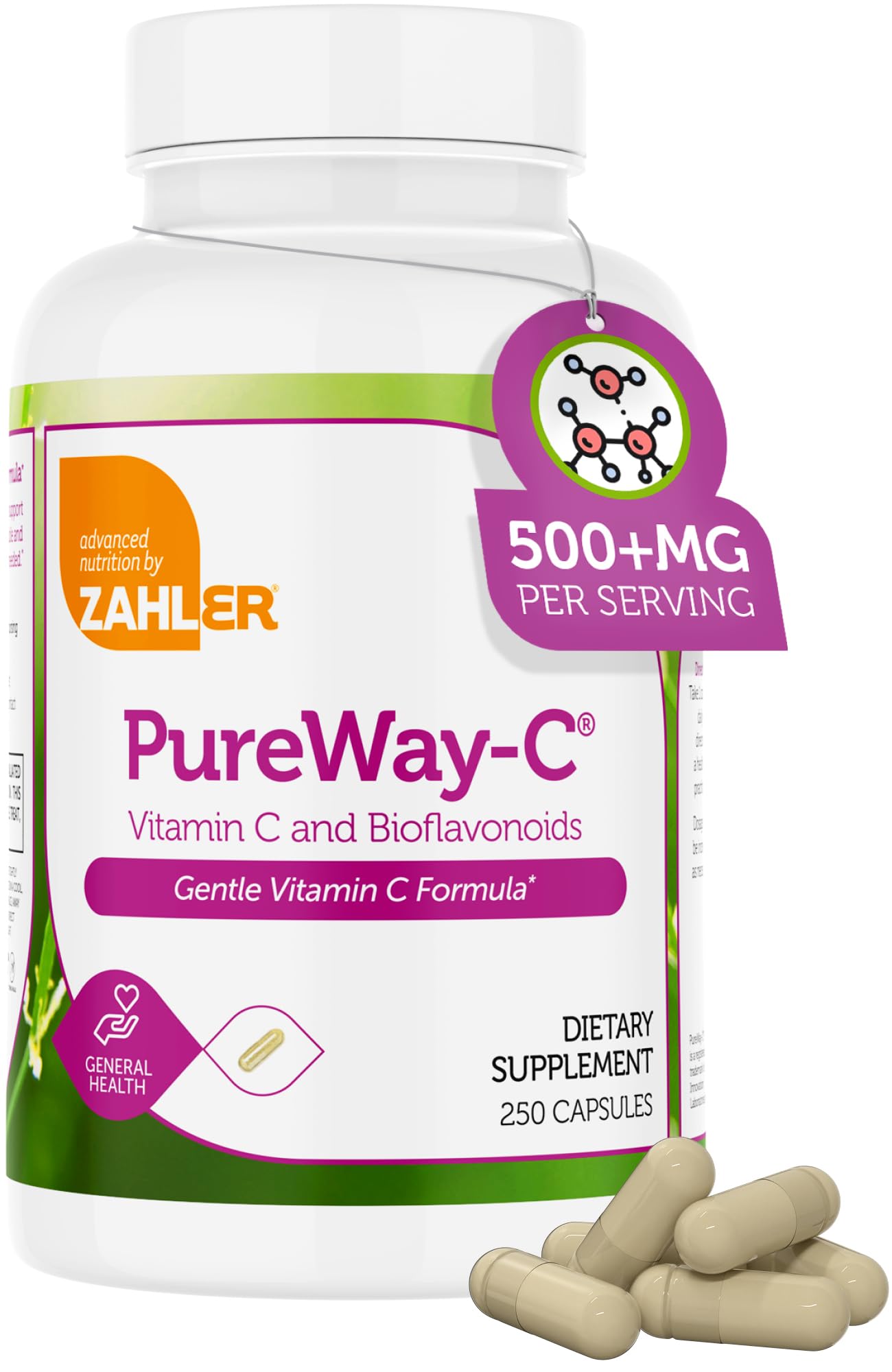 Zahler Vitamina C 500 mg en empaque compacto para uso diario.