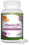 Zahler Vitamina D3 3000 UI, botella de softgels, apoyo diario para huesos y dientes.