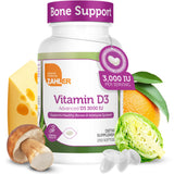 Zahler Vitamin D3 3000IU – botella: apoyo diario para huesos sanos.