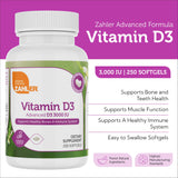 Zahler Vitamin D3 3000IU – cápsulas blandas, toma rápida y cómoda.