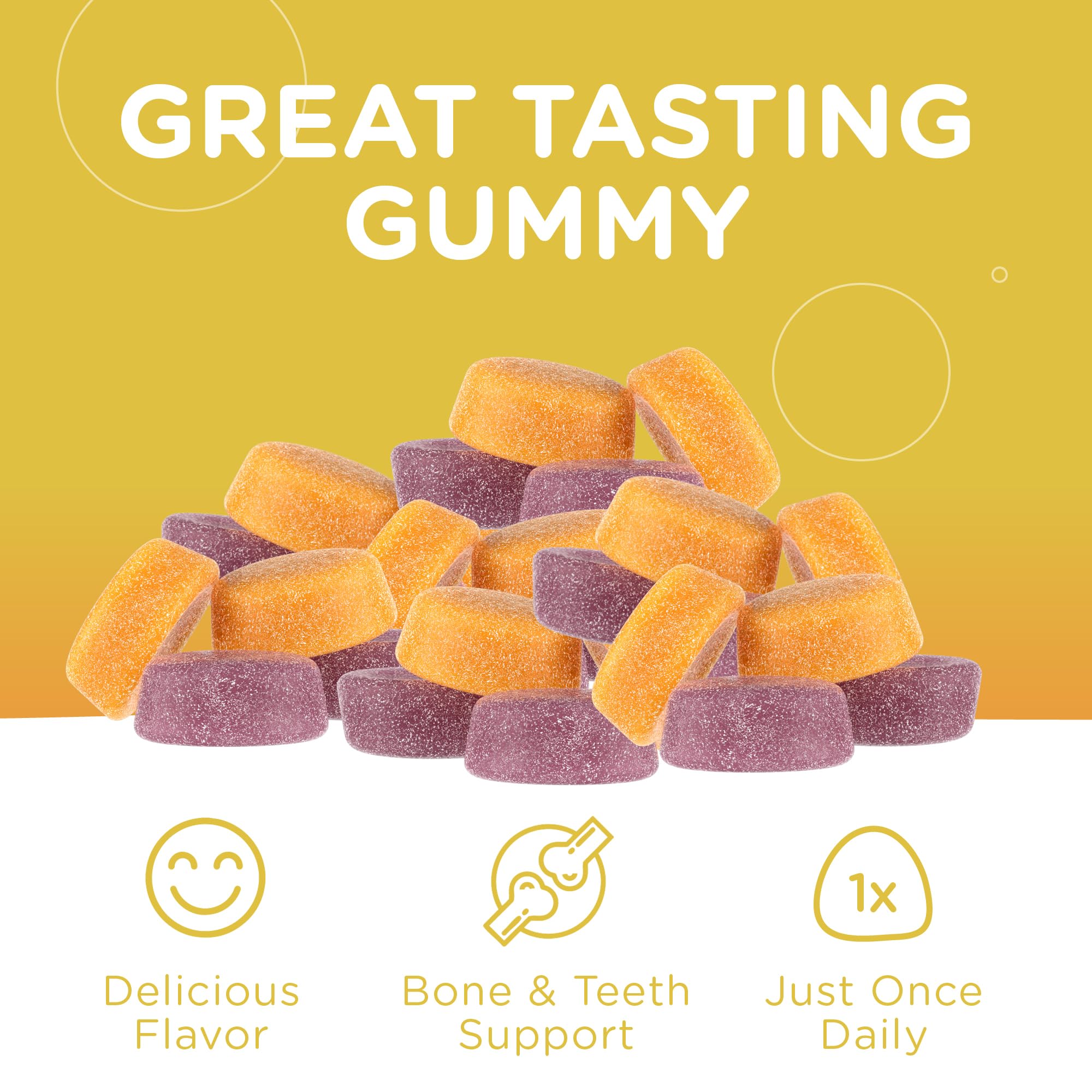 Zahler Yummy Kids Calcium Gummies envase práctico para compartir con la familia.