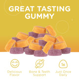 Zahler Yummy Kids Calcium Gummies envase práctico para compartir con la familia.