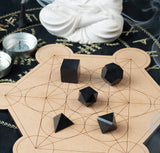 zaicus meditacion-reiki con tourmalina negra, sólido platónico para enfoque y serenidad.