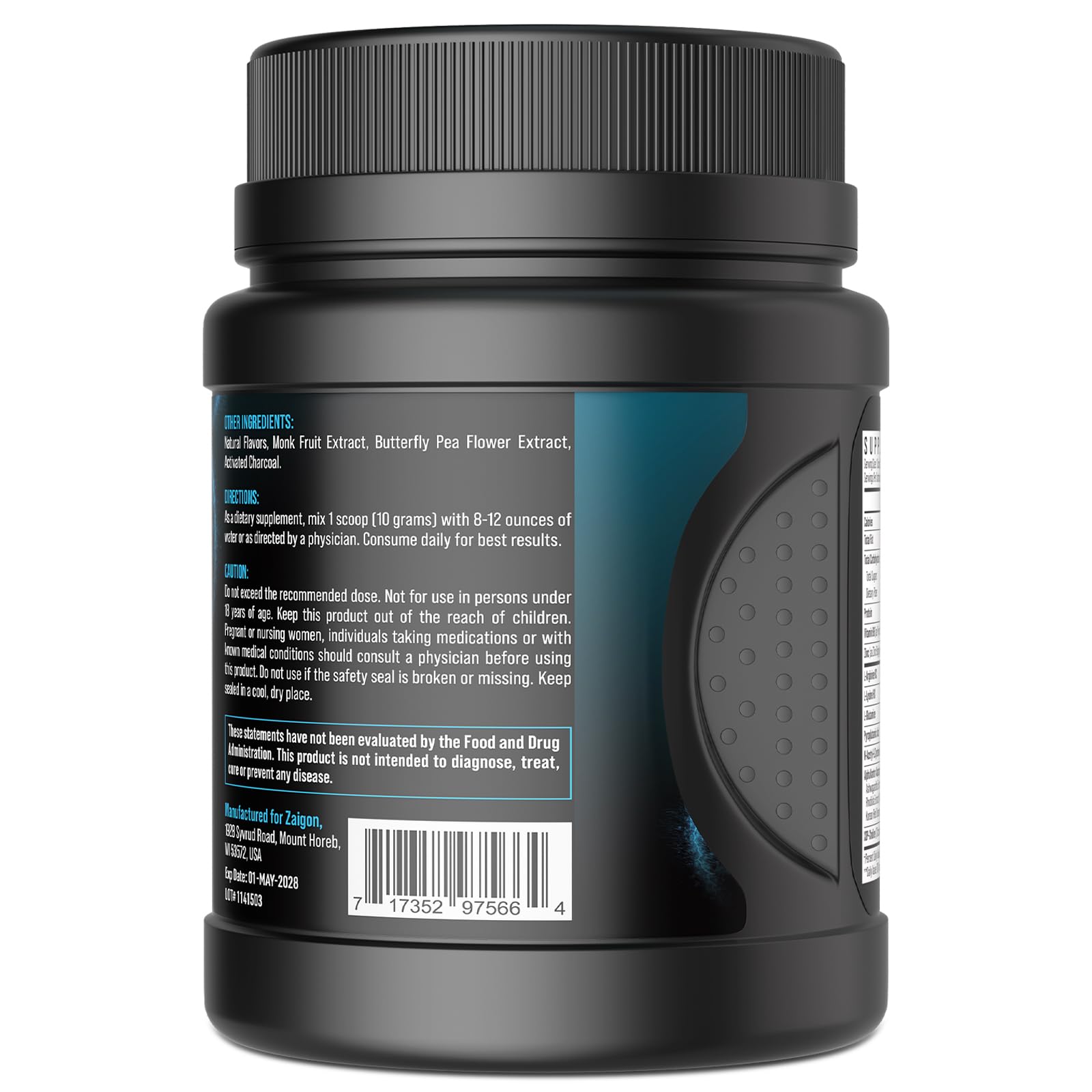 Zaigon HGH ingredientes clave: arginina, lisina y glutamina para apoyo muscular.