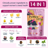 Zaigon HMB: etiqueta detalle con ingredientes clave para piel, cabello y huesos