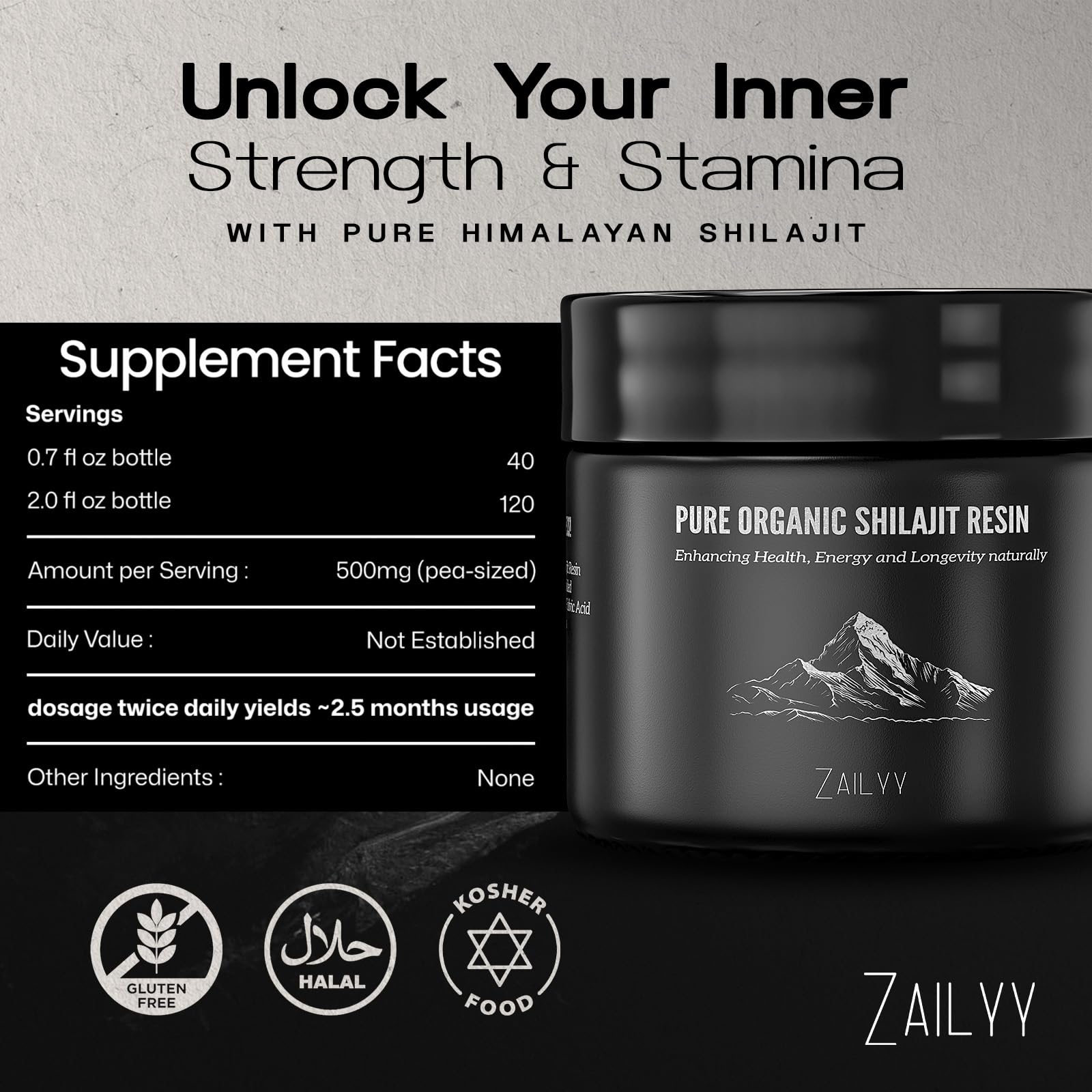Bote compacto de ZAILYY Shilajit Resin para almacenamiento cómodo