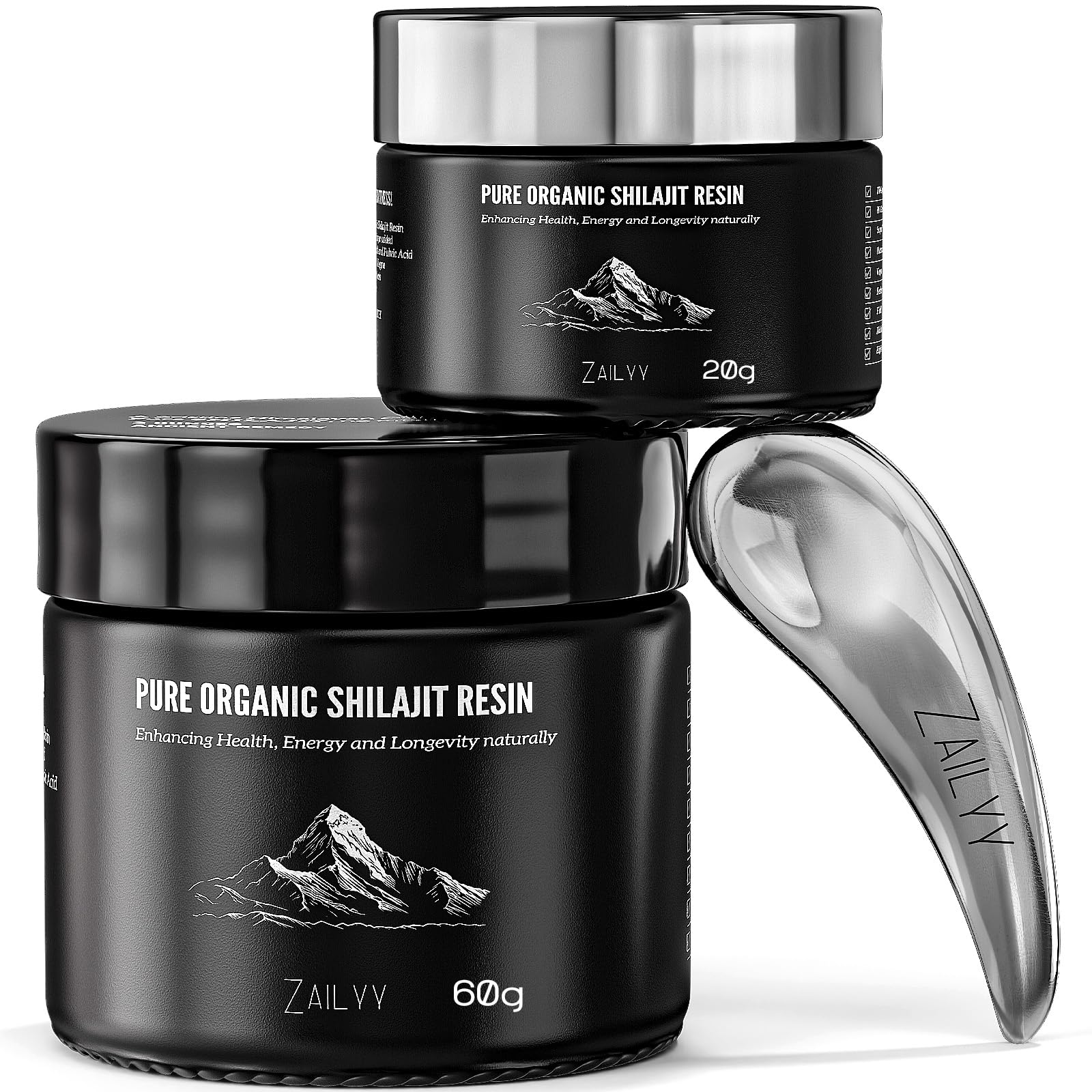 ZAILYY Shilajit Resin envase 80 g para uso diario y energía natural
