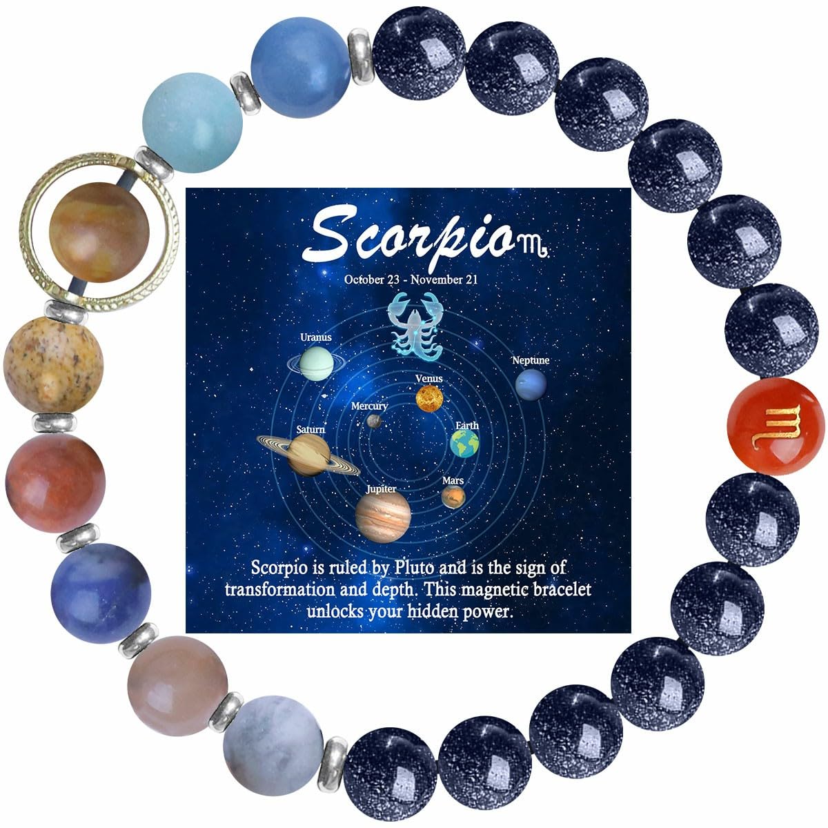 Brazalete ZaisuiFun Zodiaco Escorpio, enfoque y energía cósmica diaria.