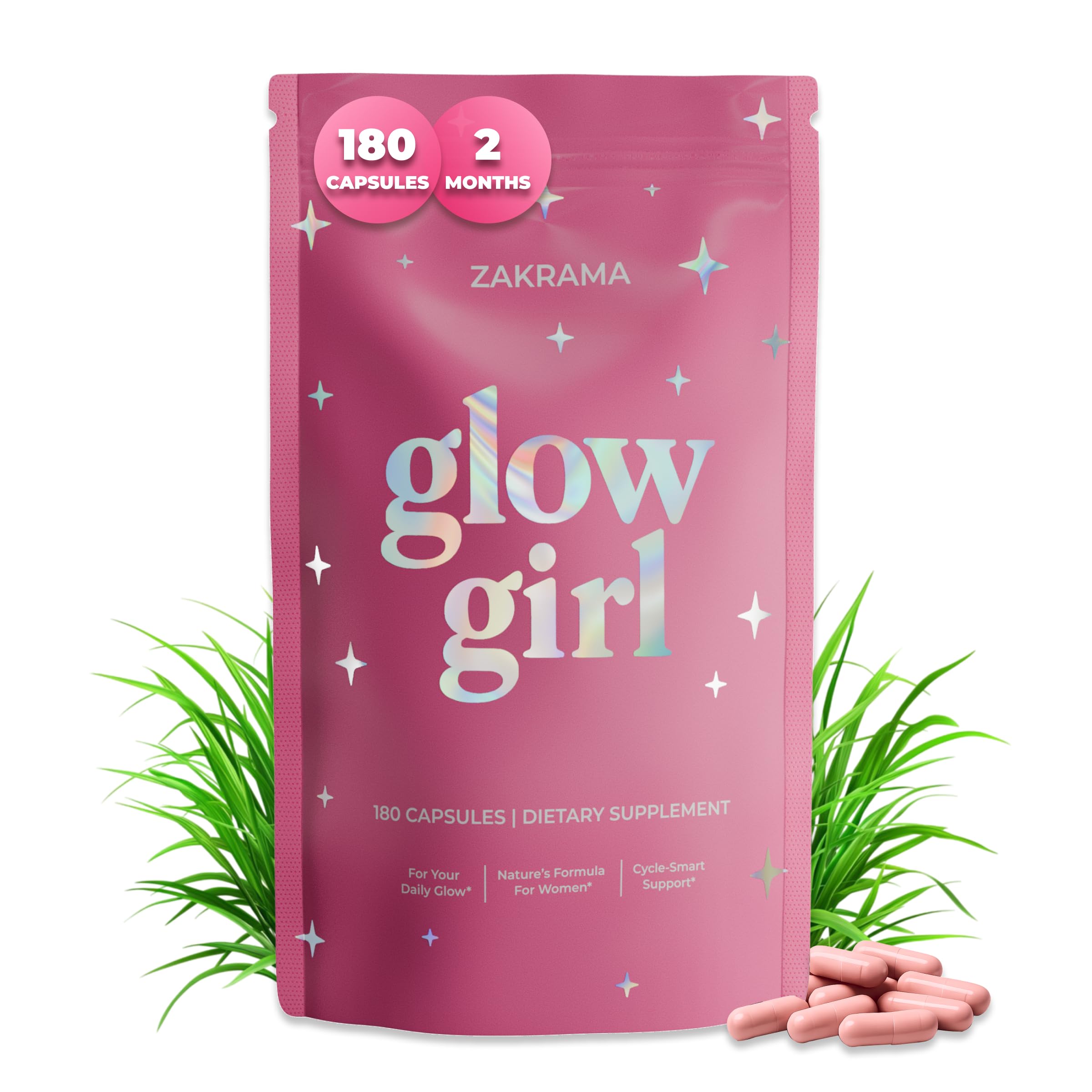 Zakrama botella de suplemento de órganos para equilibrio hormonal femenino.