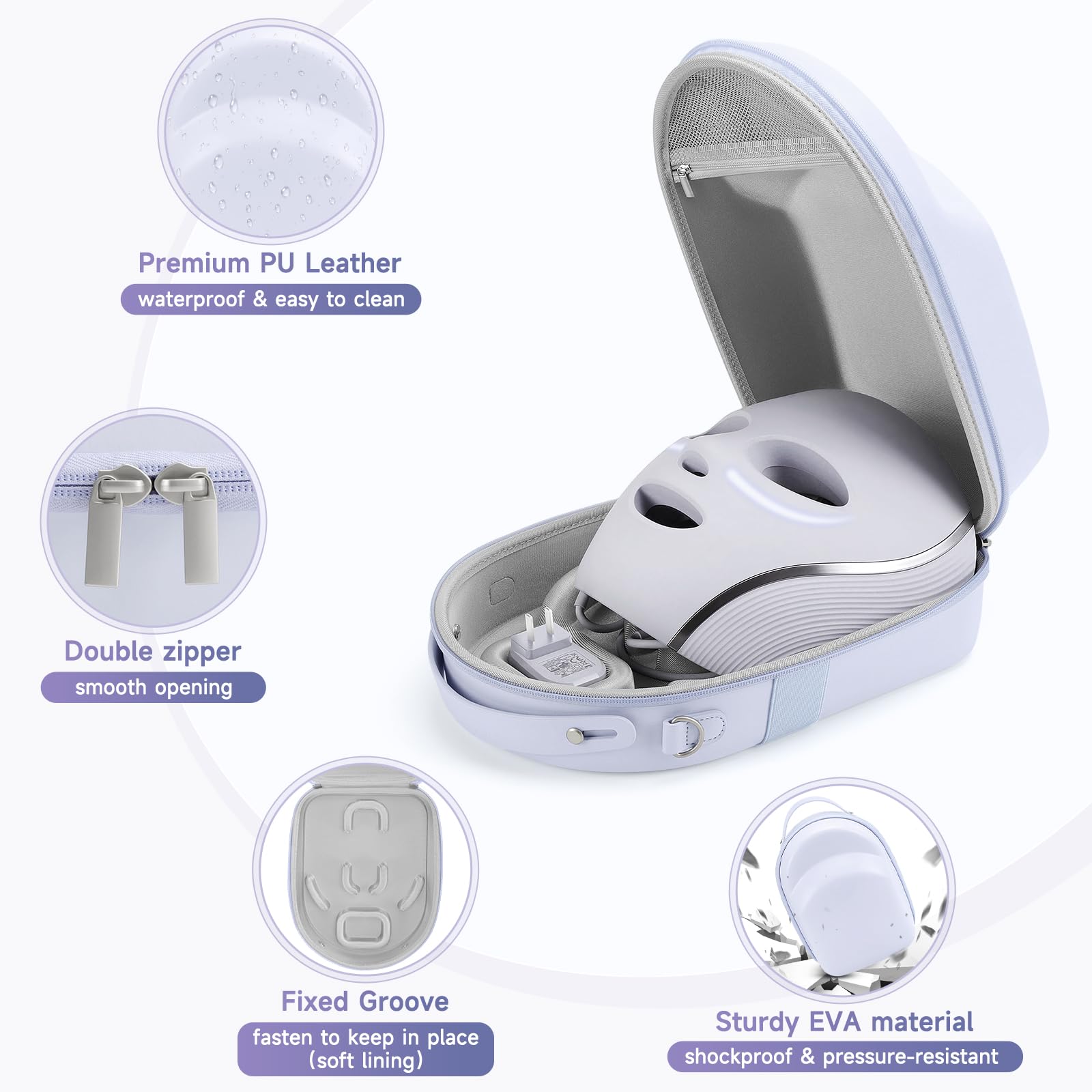 Ranuras desmontables a medida para fijar la máscara y accesorios con seguridad.