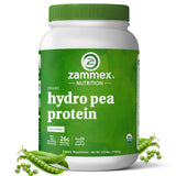 Zammex proteína de guisante orgánica en bote para batidos suaves y proteicos.