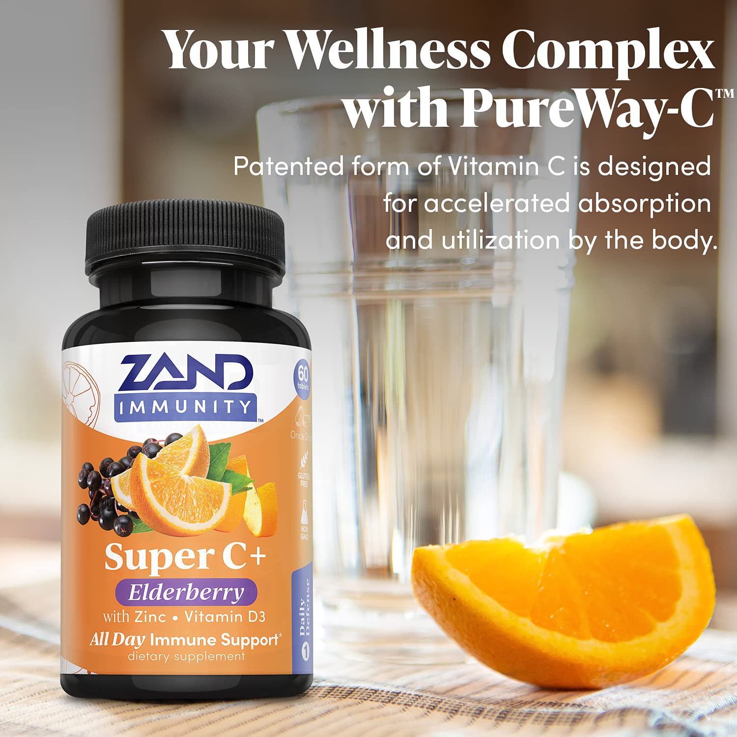 Zand Immunity Super C+ dosis-diaria ofrece apoyo inmunitario durante todo el día.