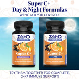 Zand Immunity Super C+ etiqueta-detalle resalta PureWay-C y absorción optimizada.