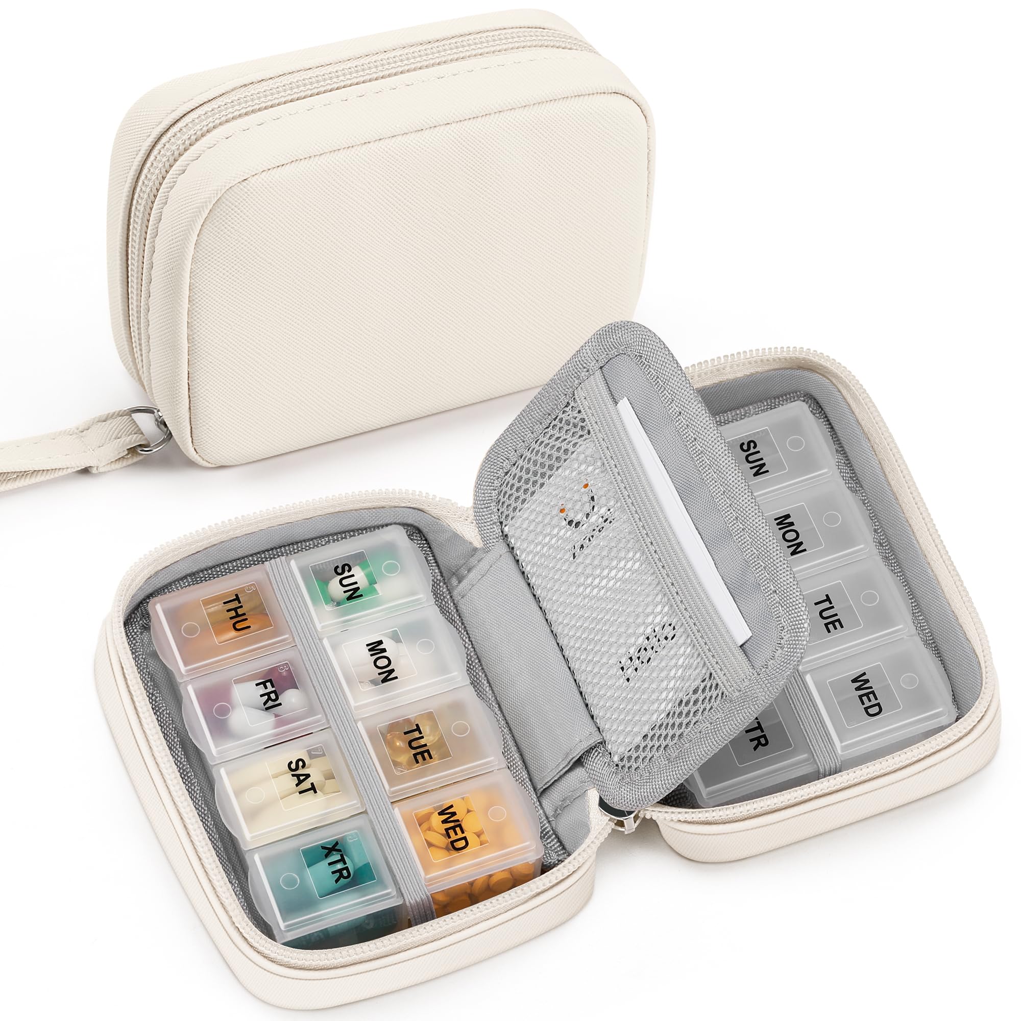 Zannaki organizador de píldoras para bolso, diseño elegante y portátil para viajes.
