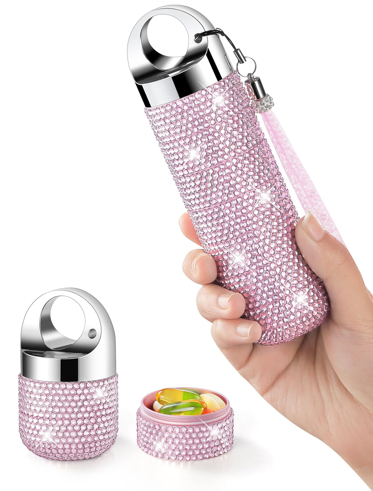 Organizador de píldoras Zannaki metal bling para uso semanal, duradero y seguro.