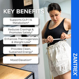 Cápsulas de Zantrex Blue en primer-plano para energía sostenida.
