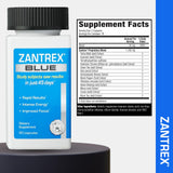 Cierre y etiqueta visibles de la fórmula Zantrex Blue.