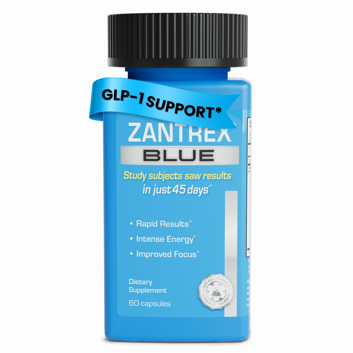 Botella de Zantrex Blue con energía lista para un día activo.