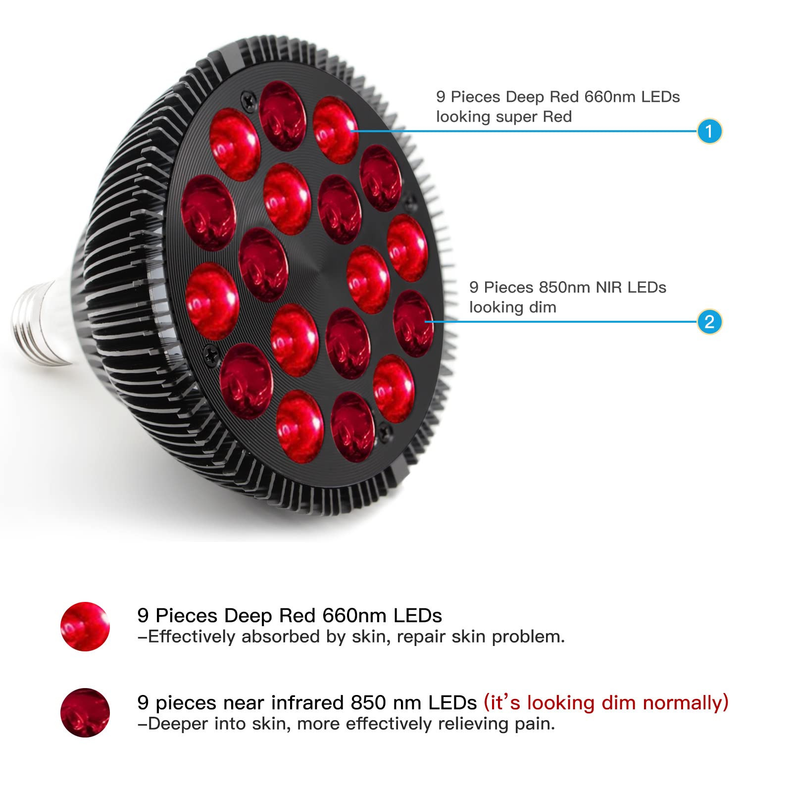 Zarbaha con 24 diodos LED de 660 y 850 nm para terapia ligera