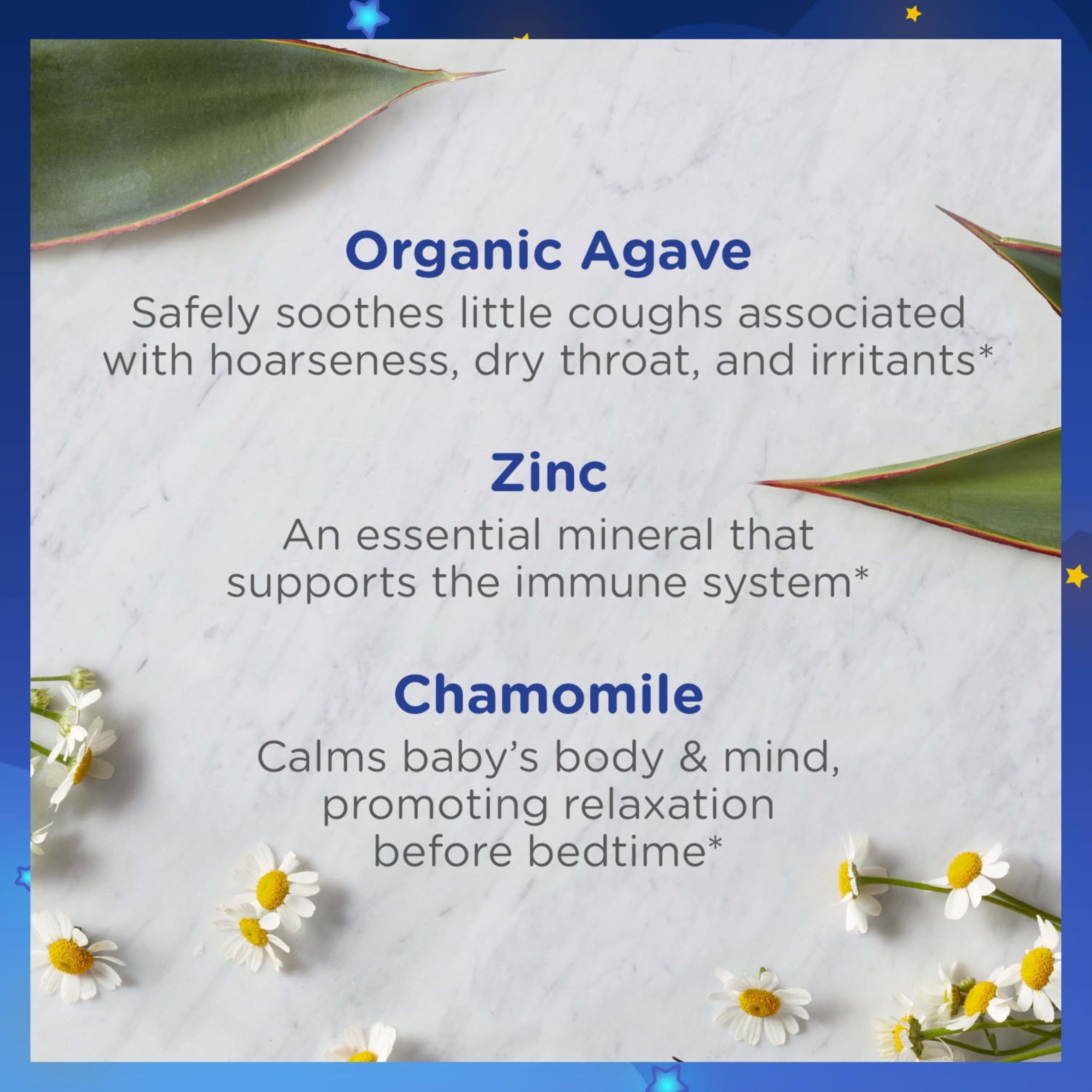 Componente de agave orgánico que suaviza la tos de forma natural