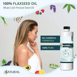 Zatural Aceite de linaza vertido sobre ensalada, aderezo ligero y saludable