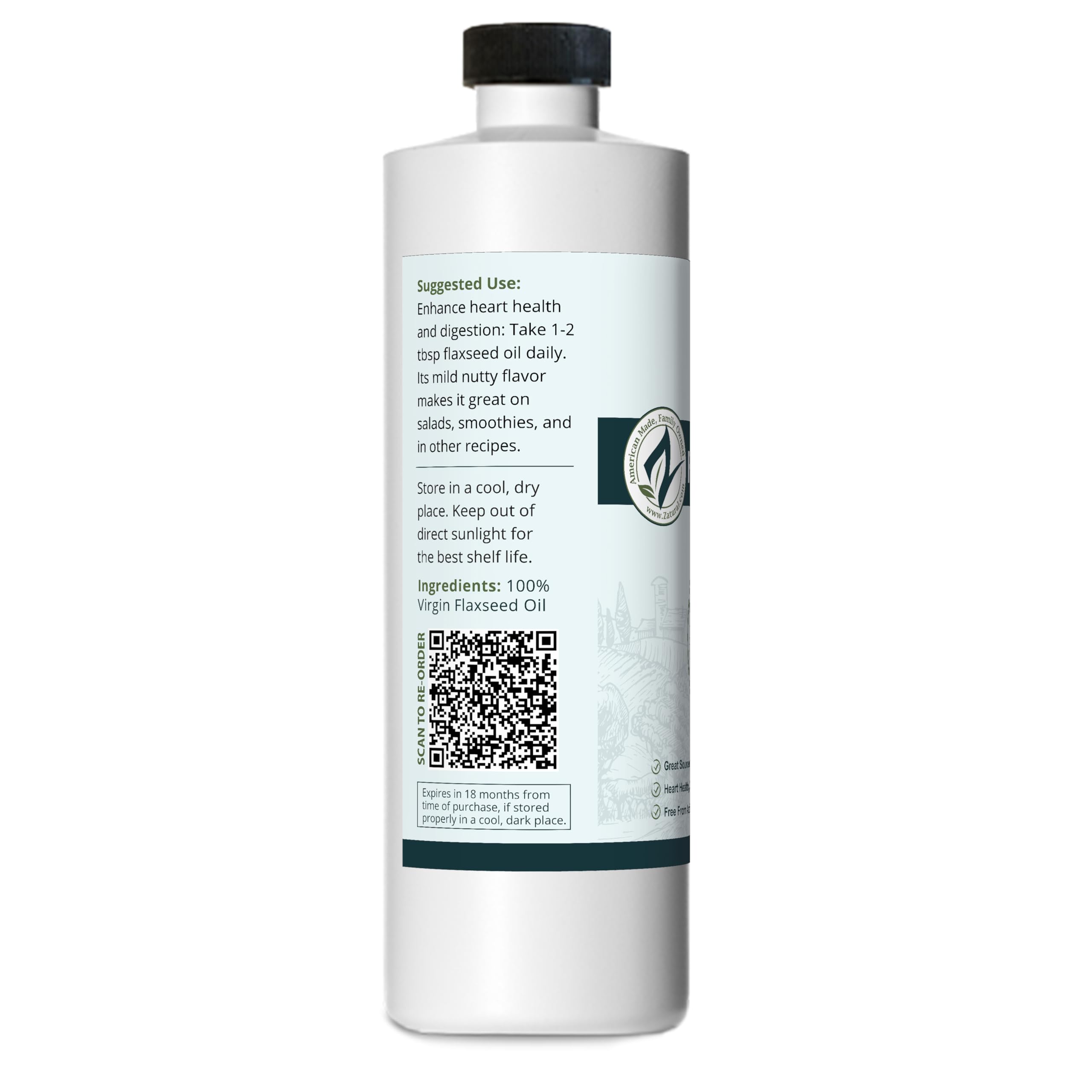 Zatural Aceite de linaza hidratando la piel del cuerpo con absorción ligera