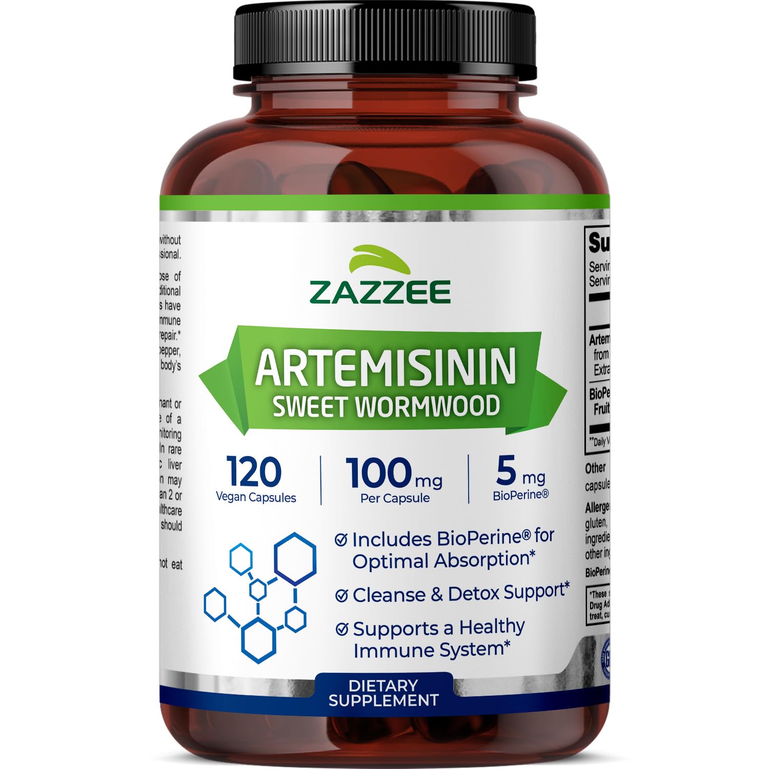 Cápsula Zazzee Artemisinina de alta absorción para uso diario.