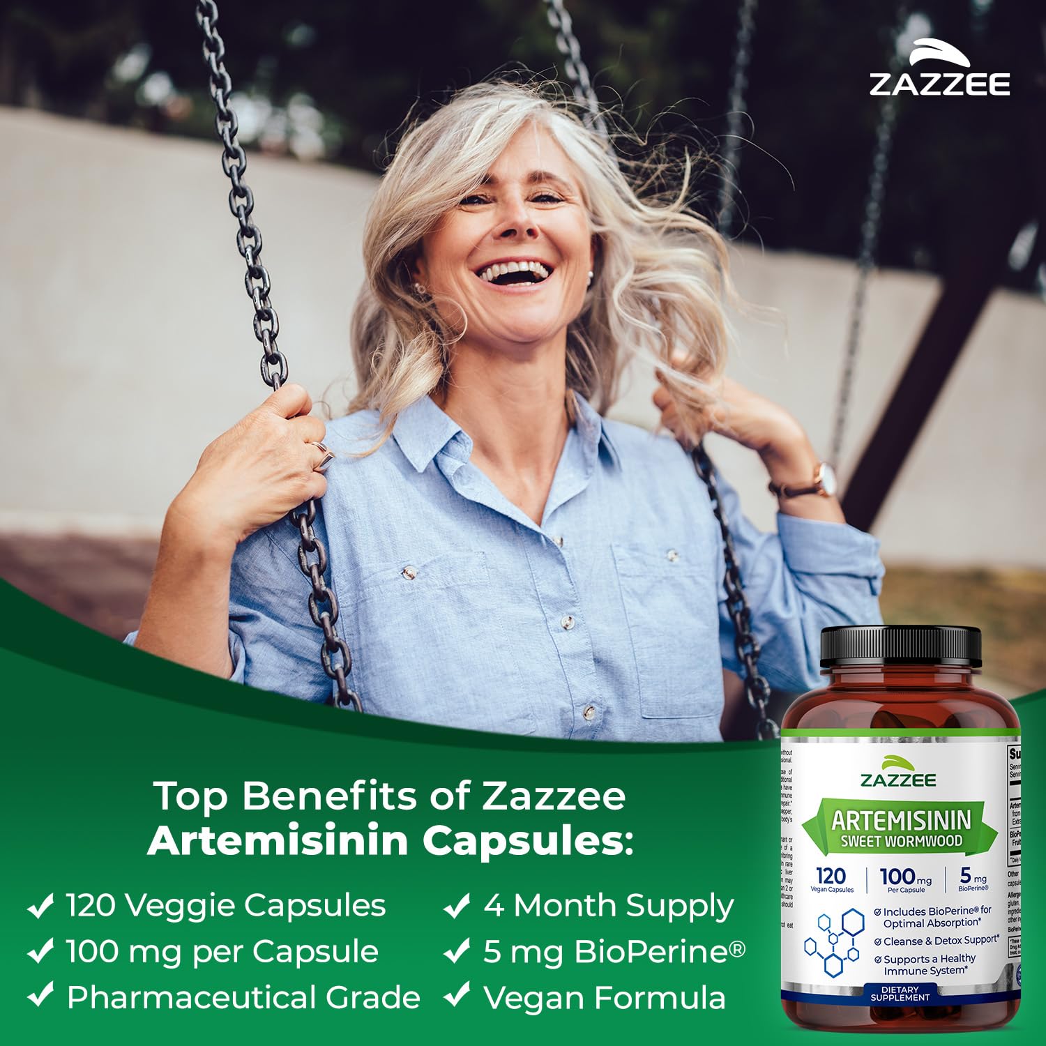 Cápsula Zazzee con BioPerine para mayor absorción.