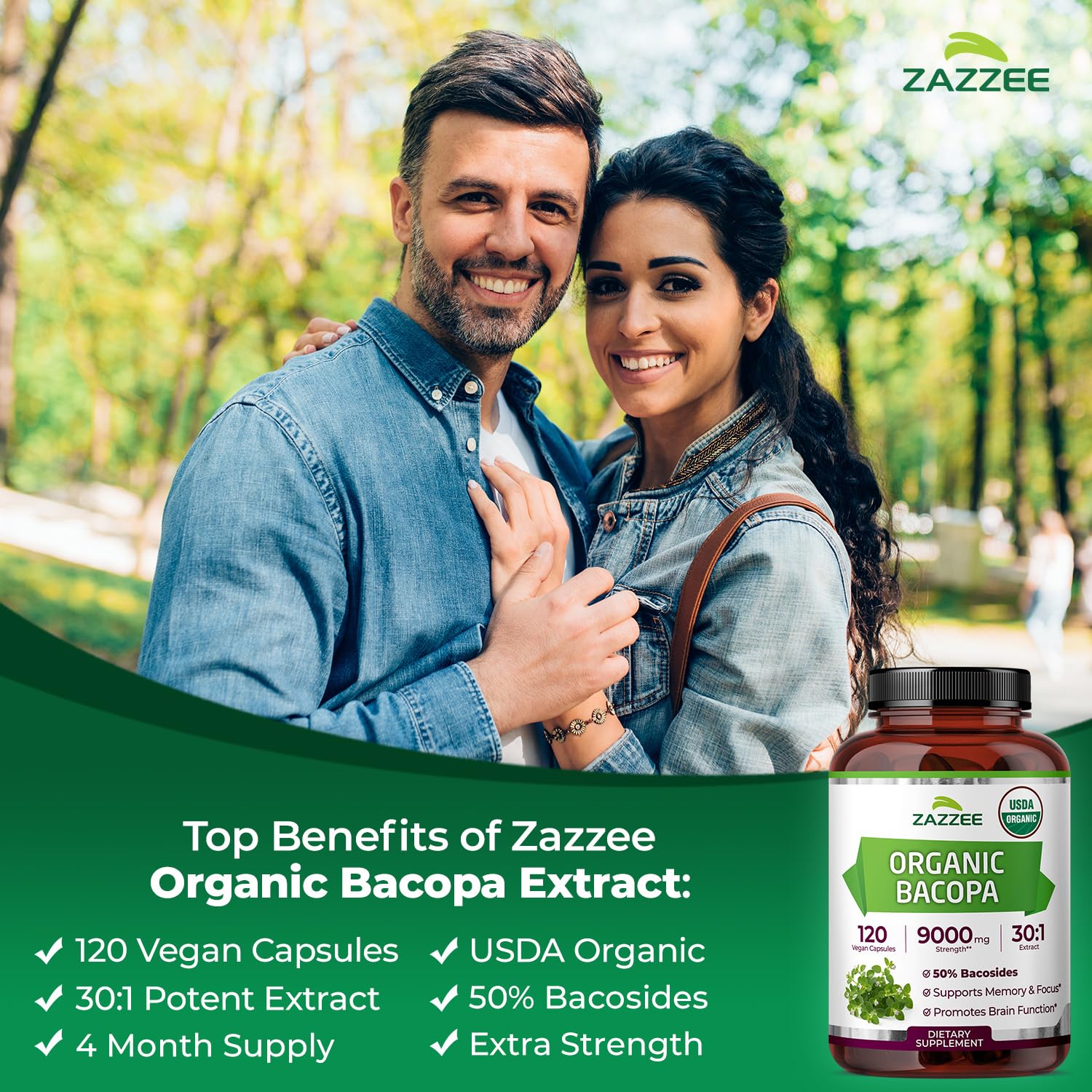 Sello de bacósidos al 50% en Bacopa Zazzee para potencia estandarizada.